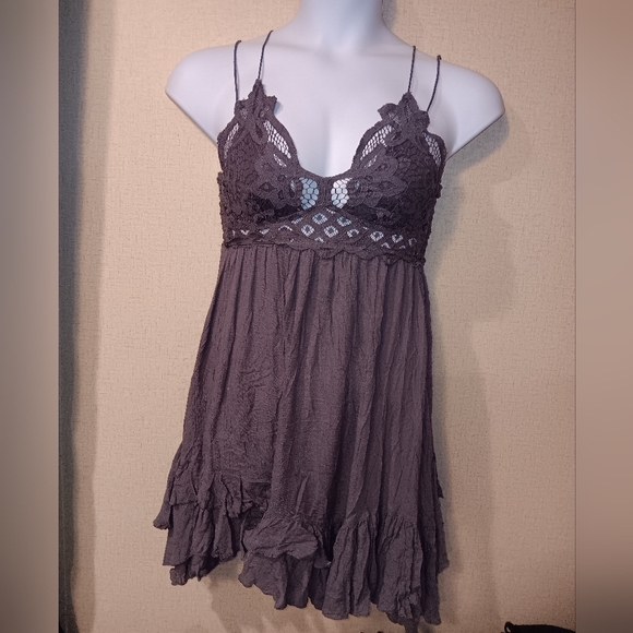 Free People Adella Slip Dress in Charcoal Size XS - Picture 1 of 4